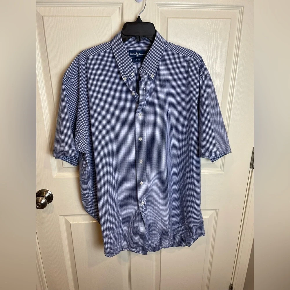 Polo Blake 2 Ply Cotton Gingham Blue Checkered Shirt XL